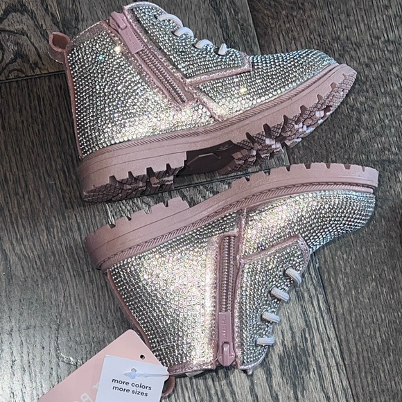 Glitter boots size 25 European US 9 pink silver toddler girl kids shoes - Picture 3 of 7